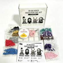 3D Beaded Skull DIY Kit 4pcs Cute Skull Pirate Skull Halloween Mini Skull Beaded Handmade Set Includes Full Accessories Beads Thread Detailed Instruction Manual Handmade Spooky Decor Adult Beginner Home Desktop Holiday Party Ornament DIY Art Craft - View 3
