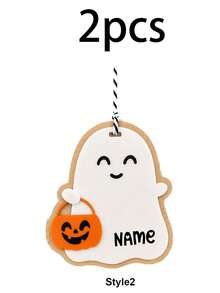 Custom Halloween Ghost Tag, Personalized Basket Wall Hanging Decor, Cute Spooky Name Sign, Customized Name Party Ornament, Customizable Holiday Gift For Halloween, Fall Room Decor, Halloween Decorations, Gifts For Family And Friends, Father, Mother - Style a - View 14