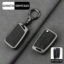 Zinc Alloy Car Key Protective Case With Ring, Compatible With Leon/Ibiza/Ateca/Arona/Toledo/Altea/Exeo/Mii/Golf/Tiguan/Passat/Jetta/Polo/Touran/Beetle/Caddy, Double-Sided Protective Cover, Provides Comprehensive Protection For Key Fobs, Perfect Car Accessory For Car Owners - Round Button - View 9