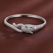 1pc Animal Mouth Biting Tail Design Cubic Zirconia Inlaid Women's Bracelet - Multicolor - View 7