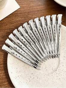 200/100/10pcs Crocodile Clips Single Claw Hair Clips Suitable For Hairstyle Design And Hair Dyeing Silver Color Hair Claw Hair Clips Hair Pins - Multicolor - View 5