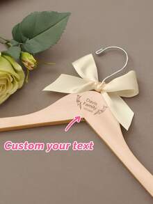 Personalized Custom Text Wedding Hanger White Wooden Bridesmaid Dress Hanger With Bow & Pearl Customized Name Bridesmaid/Bride Hanger Wedding Decor - Multicolor - View 11