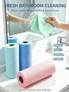 Slouchy Person Disposable Cleaning Cloth Roll, 50/200pcs 25*30cm Thickened Non-Woven Fabric, Kitchen Dishwashing Oil-Absorbing Cloth, Dry And Wet Use, Bathroom, Car, Stove Top Universal Reusable Scouring Pad - Multicolor - View 8