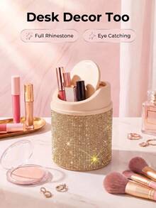 Exploding, BlingBling, Fairy Style, Ins Style High-End Sense With Lid, Anti-Odor, Mini, Desktop Storage, Handy Bucket Desktop Storage Artifact Mini Trash Can With Lid, Dust-Proof And Odor-Proof, Diamond-Encrusted Design - Multicolor - View 12