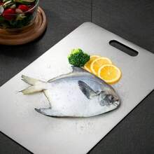 Silver Stainless Steel Cutting Board, Durable Kitchen Chopping Board, Cutting Mat, Kitchen Cutting Board, Kitchen Tool, Suitable For Cutting Vegetables, Fruits, Chicken And Beef, Multi-Functional Kitchen Tool, Ideal For Outdoor Camping - View 5