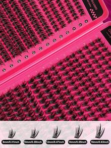 448 Clusters DIY Faux Mink Eyelashes, D Curl, Dense & Fluffy, 8-16mm Mixed Length, Eye-Catching Makeup, Optional Glue, Remover And Tweezers, Lightweight & Reusable, High Value, Suitable For Beginners, Versatile For Multiple Occasions - Black - View 5