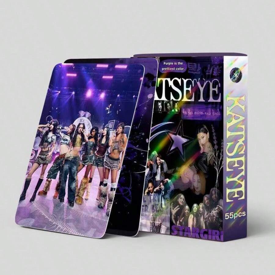 New 55pcs KATSEYE Holographic Cards, International Girl Group K-POP Merchandise LOMO Collectible Cards
