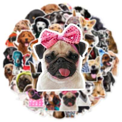 50pcs Funny Realistic Dog Expression Stickers, Perfect For Scrapbooking, Laptop, Luggage, Guitar, Water Bottle And Phone Case Decoration, Ideal Fashion Decor For Urban Youth