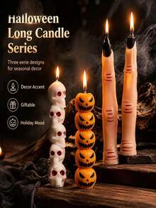 Halloween Pumpkin Candle, Atmospheric Skeleton Finger Candle, Colorful Smokeless Candle, Holiday Decoration, Candle - Fantasy Creative Decor, Home Decor, Suitable For Party, Home And Living Room, Halloween And Christmas Gift - Multicolor - View 7