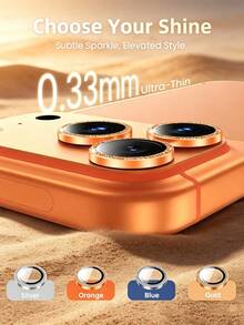 3片裝 [2026新款] 9H 鋼化玻璃相機鏡頭保護貼，相容 iPhone 18 Pro/18 Pro Max/17 Pro Max/17 Pro/17/17 Air，高畫質透明、98% 清晰度、防刮損、原創設計、無氣泡易安裝，可搭配手機殼使用 (Cosmic Orange) - 橘色 - 查看 5
