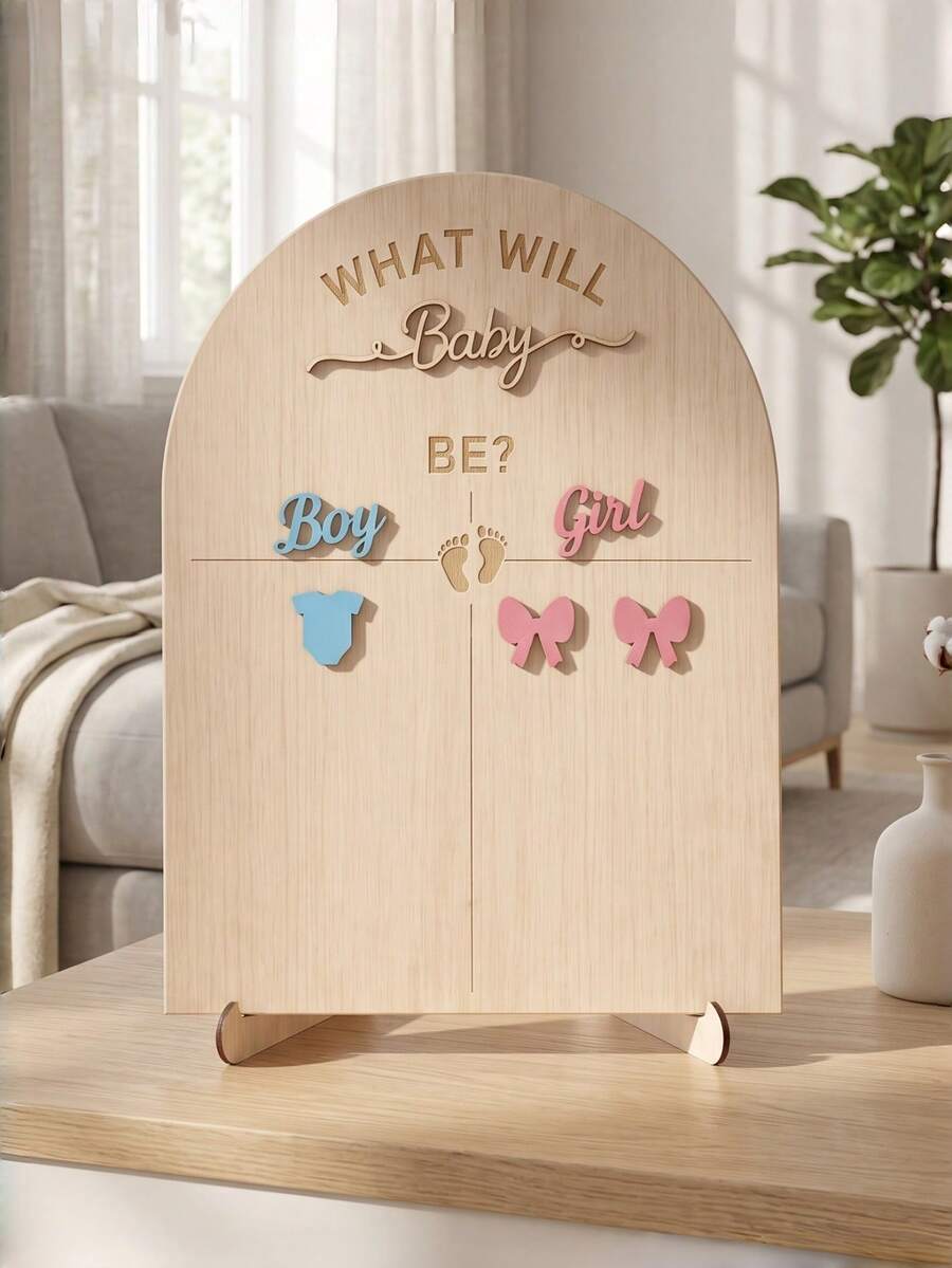 Wooden Gender Reveal Voting Board With Stand, Boy Or Girl Guessing Game Voting Sign, Includes Voting Stickers, Gender Reveal Party Supplies Decoration, Baby Shower Game - Gender Reveal Board - View 1