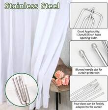 Pack Of 50 Four Prong Curtain Pleat Hooks, Metal Curtain Hooks For Curtains, Rings And Rails - 50pcs - View 5