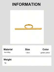 1 pieza/Set Anillo de mujer con textura cepillada de líneas geométricas gruesas - Amarillo Oro - Ver 8