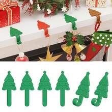 Christmas Tree Stocking Holder Stand For Cloak, Adjustable, Self-Adhesive, Silicone, Christmas Stocking Hook, Christmas Wreath Hook, Tree-Shaped Decoration, Suitable For Fireplace, Table, Shelf Decoration - Multicolor - View 2