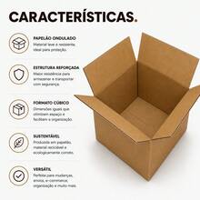 Kit 50 Caixas Papelão 20x20x20  Ondulado Resistente Ecommerce - Quadrado - Visão 5