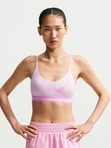 Nike 女款 AS W NK INDY 長袖 LOGO 運動內衣 BRA-LIM9923-583 - 淺粉色 - 查看 1