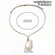 1pc Vintage Teardrop Pendant Necklace For Women - Gold - View 5