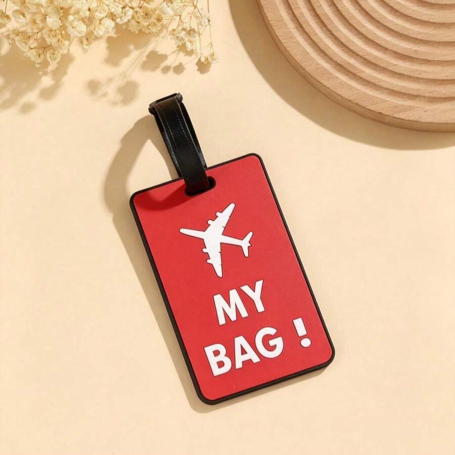 1個卡通飛機旅行矽膠行李吊牌,可調節式行李識別標籤,創意藍天白雲圖案防丟標籤,適用於行李箱與背包,實用旅行配件小禮物 - 彩色 - 查看 1