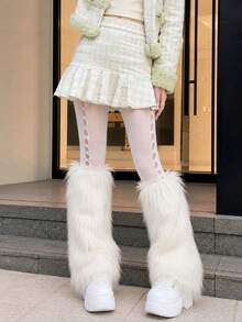 Women's Fluffy Leg Warmers - Soft & Plush Boot Covers, Great For Halloween And Santa Claus Costumes In Winter - Multicolor - View 11