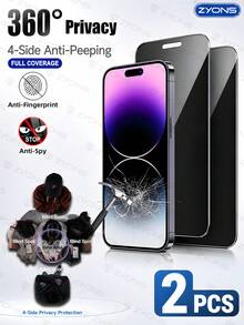 ZYONS 2pcs 360° Privacy Screen Protector For IPhone, Invisible From Top, Bottom, Left And Right, Anti-Peeping Anti-Fingerprint Anti-Drop Tempered Glass, Full Privacy Protection, Four-Side Privacy Protection, Compatible With IPhone 18 Pro Max/18 Fold/17 Pro Max/17 Air/16 Pro Max/16 Pro/16 Plus/16/16E/15 Pro Max/14 Pro Max/13/12/11/XS Max/XR/X Series Phone Cases, Screen Protector [360° Anti-Peeping Privacy] - 2 Pieces - View 33