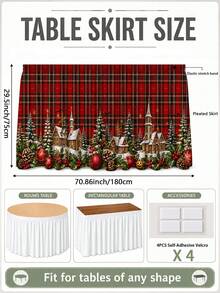 1 Stück Weihnachtskarierte Tischdecke, klassische rechteckige Tischkante aus Polyester mit Karomuster, Stechpalmenbeeren- und Weihnachtskugel-Muster, geeignet für Küchendekoration, Hochzeit, Heimdekoration, Raumdekoration, Klassenzimmerdekoration und Weihnachtsdekoration - Verschiedenfarbig - Übersicht 12