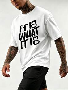 ZYNTH BALENO Men's Fashionable Letter Print Short Sleeve T-Shirt, Suitable For Gym, Sports, Cycling, Running In Summer - White - View 6