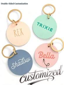 Personalized Round Pet ID Tags, Dog Name Tags And Customized Cat Collar Tags - Double-Sided Customizable, Front Printed With Name, Back Printed With Contact Information - Multicolor - View 4