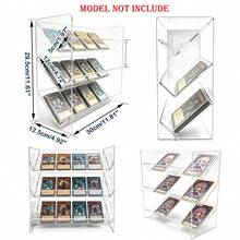 3 Tier Transparent Acrylic Trading Card Display Stand, Slanted TCG Collectible Card Storage Rack, Clear Game Card Holder Organizer For Standard Size Collecting Cards - Clear - View 1