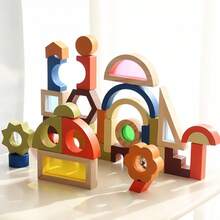Montessori Wooden Building Blocks Toy, Colorful Creative Shape Puzzle Set, STEM Learning Construction Blocks, Suitable For Boys And Girls - Multicolor - View 10