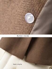Women's Wool Coat, Mid-Length, Novel Slim Fit, Elegant, Suitable For Autumn/Winter, Women's Wool Jacket - Coffee Brown - View 7