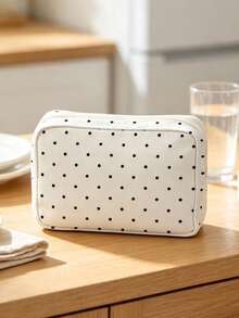 New Polka Dot Pattern Printed Makeup Bag, Portable Zipper Storage Bag, Toiletry Bag, Suitable For Daily Use/Outdoor/Travel, Convenient To Carry, Can Organize Cosmetics, Phone And Other Small Items, Travel Essential, Christmas Gift, Personalized Gift Bag, Teacher's Day Gift, Small Gift Exchange, Room Decoration, Random Polka Dot Density - Multicolor - View 9