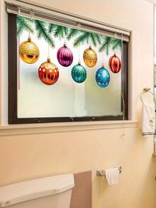 Decorative Glass Sticker For Windows Featuring Christmas Tree Branch Ornaments With Static Cling,Electrostatic Christmas Ball Leaf Home Modern Decoration Beautifying Bedroom Living Room Balcony Window Glass Sticker With Double-Sided Visual Pattern - Multi-color - View 7