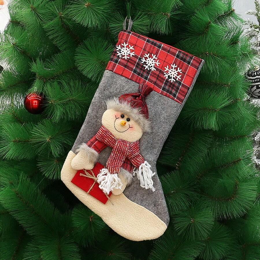 1pc/Large Cartoon Christmas Sock Gift Bag Christmas Tree Hanging Ornament Candy Gift Bag Holiday Decoration Pendant - Multicolor - View 1
