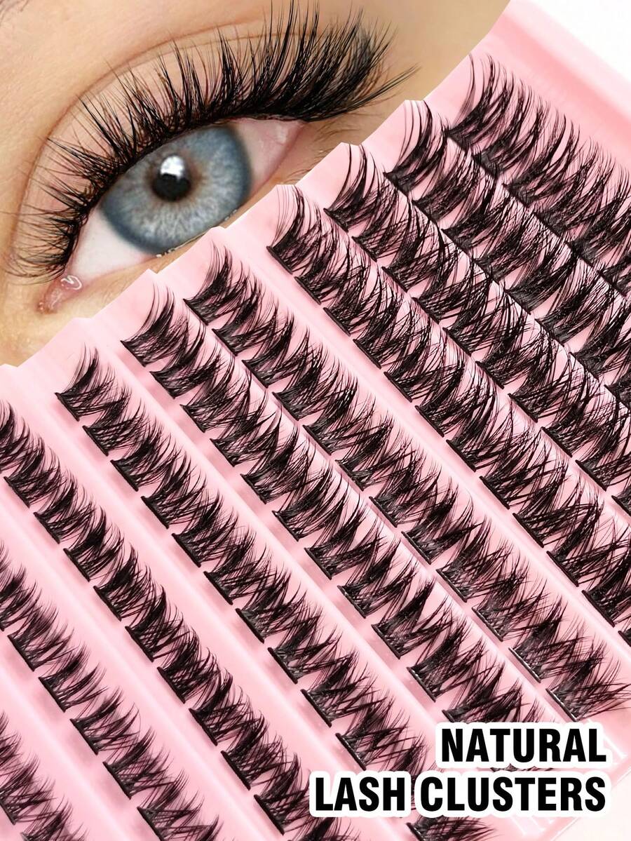 120 قطعة رموش صناعية عنقودية D Curl، سميكة وطبيعية، 8-16 ملم، بأسلوب عين القطة الناعم، فاخرة وقابلة لإعادة الاستخدام، سهلة التركيب المنزلي للحصول على مظهر رموش احترافي، رموش صناعية عنقودية فردية - D - مشاهدة 1
