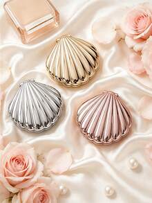 Cermin Saku Bentuk Kerang yang Dipersonalisasi, Cermin Saku dengan Nama Kustom, Hadiah Pengiring Pengantin yang Diukir, Suvenir Pernikahan, Cermin Rias Bertema Pantai - MultiWarna - View 7