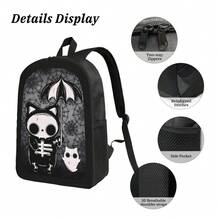 Unisex Fashion Cute Weird Style Printed 17 Inch Campus Backpack, Student Backpack, Laptop Bag, Large Capacity Business Travel Hiking Backpack, Travel Backpack, Outdoor Travel Bag, Student School Multi-Compartment Versatile Casual Backpack, Business Commute Travel Essential - Black - View 5