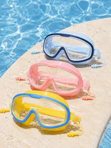 1pc Children's Large Frame High Definition Anti-Fog Swimming Goggles, Soft Silicone Waterproof Swim Goggles With Integrated Earplugs And Adjustable Strap, Unisex Baby Water Play Diving Eye Protection, Macaron Multi-Color Options - Children's Swimming Goggles - View 5