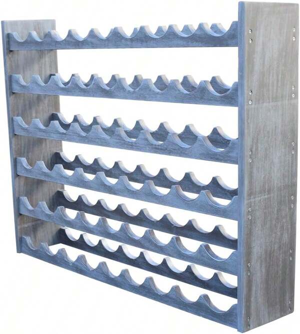 Cava de Madera de Pino para 54 Botellas de Vino - Mueble Elegante y Resistente con Diseño Moderno (Gris Vintage)