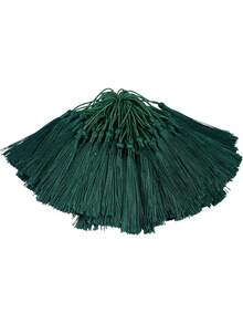 20/50/100pcs 13cm/5 Inch Silky Floss Bookmark Tassels With 2-Inch Cord Loop And Small Chinese Knot For Jewelry Making, Souvenir, Bookmarks, DIY Craft Accessory - 13cm Dark Green - View 1
