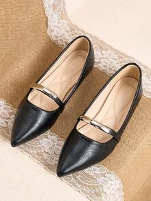 Pointed Toe Low Vamp Bow Flat Shoes, Delicate Satin Texture Soft And High-End, Versatile Shoes. - Black - View 17