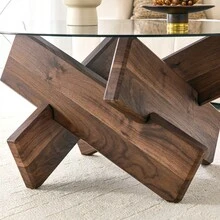 Living Room Table Sets - Walnut + MDF+Glass - View 6