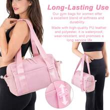 Unisex Sports Duffel Bag, Portable Weekend Travel Carry Bag For Workout & Short Trips - Pink - View 4