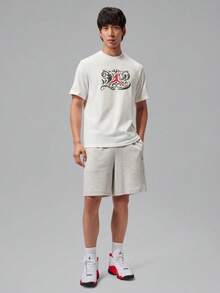 Jordan Men's AS DF SPRT LASER GFX SS CR Short Sleeve Knit Collarless T-Shirt TIV2440-100 - Red and White - View 6