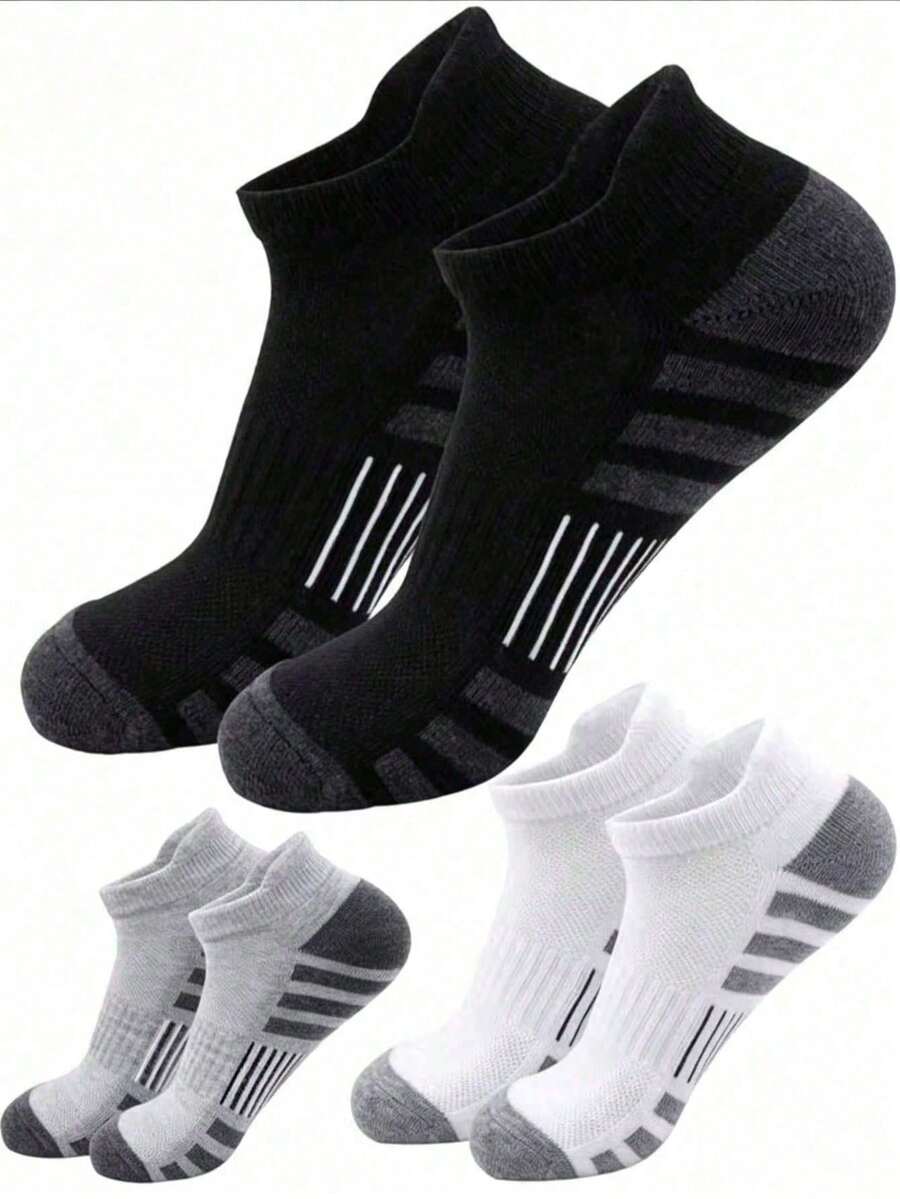 3/5/10/12/15/30 Pairs Of Men's Thickened Ankle Socks, Sports Running Socks, Low-Cut Casual Sports Socks, Ankle Socks, Unisex, Men's Boat Socks, Men's - Multicolor - View 1