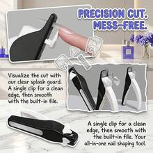 Nails 2-In-1 Nail Tip Clipper With Splash Guard & Nail File, Precision False Nail Cutter For Acrylic Nails, Press On Nails And Gel Nail Tips, Portable Manicure Tool - Black and White - View 4