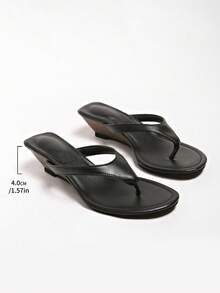 Sandal Selop Bertumit Rendah Suede Gaya Prancis Terbaru Musim Panas 2026, Sandal Selop Serbaguna untuk Aktivitas Luar Ruangan - Hitam - View 9