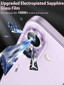 3 buah Pelindung Lensa Kamera Berlian Imitasi Warna-warni, Kompatibel dengan Apple 18 Pro/18 Pro Max/17/17Air/17pro/17promax/16/16pro/16plus/16promax/16 14 Pro 6.1 Inch/14 Pro Max 6.7 Inch, Kaca Tempered Penutup Kamera Berkilau Berlian Imitasi, Kompatibel dengan Apple 14 Pro Max/14 Pro/15/15Promax/15Pro [Sangat Pas] - Berlian Imitasi Aneka Warna - Purple - View 4