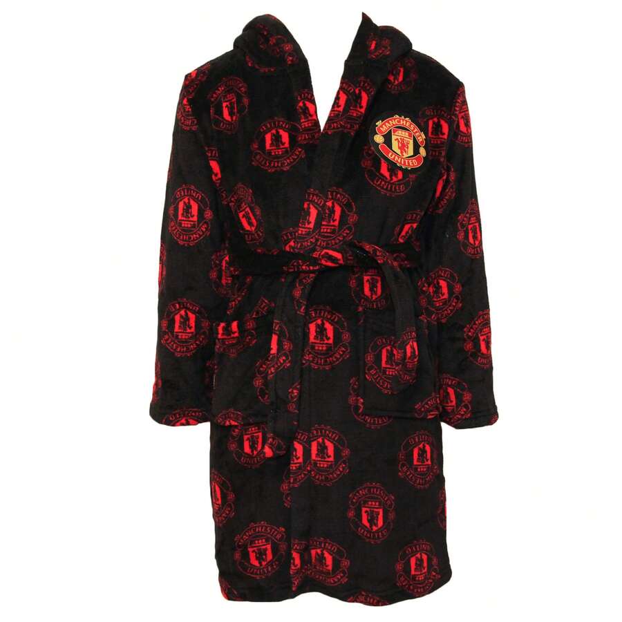 Manchester United FC FC Childrens/Kids Dressing Gown - Black/Red - View 1