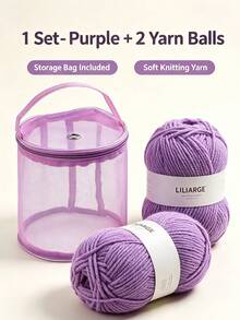1 Set Large Capacity Yarn Storage Bag, Easy Rotating Roller Design, With Threading Hole And Handle, Crochet Knitting Tool Storage Bag, Space-Saving, Suitable For Beginners And Elderly - Multicolor - View 6