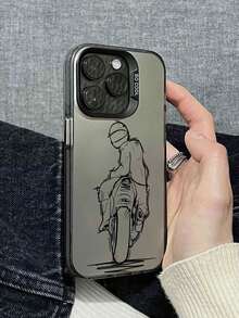 1 Piece Drop-Proof Phone Case With Fashionable Motorcycle Print, Compatible With Series And Series. - 黑色 - 查看 1